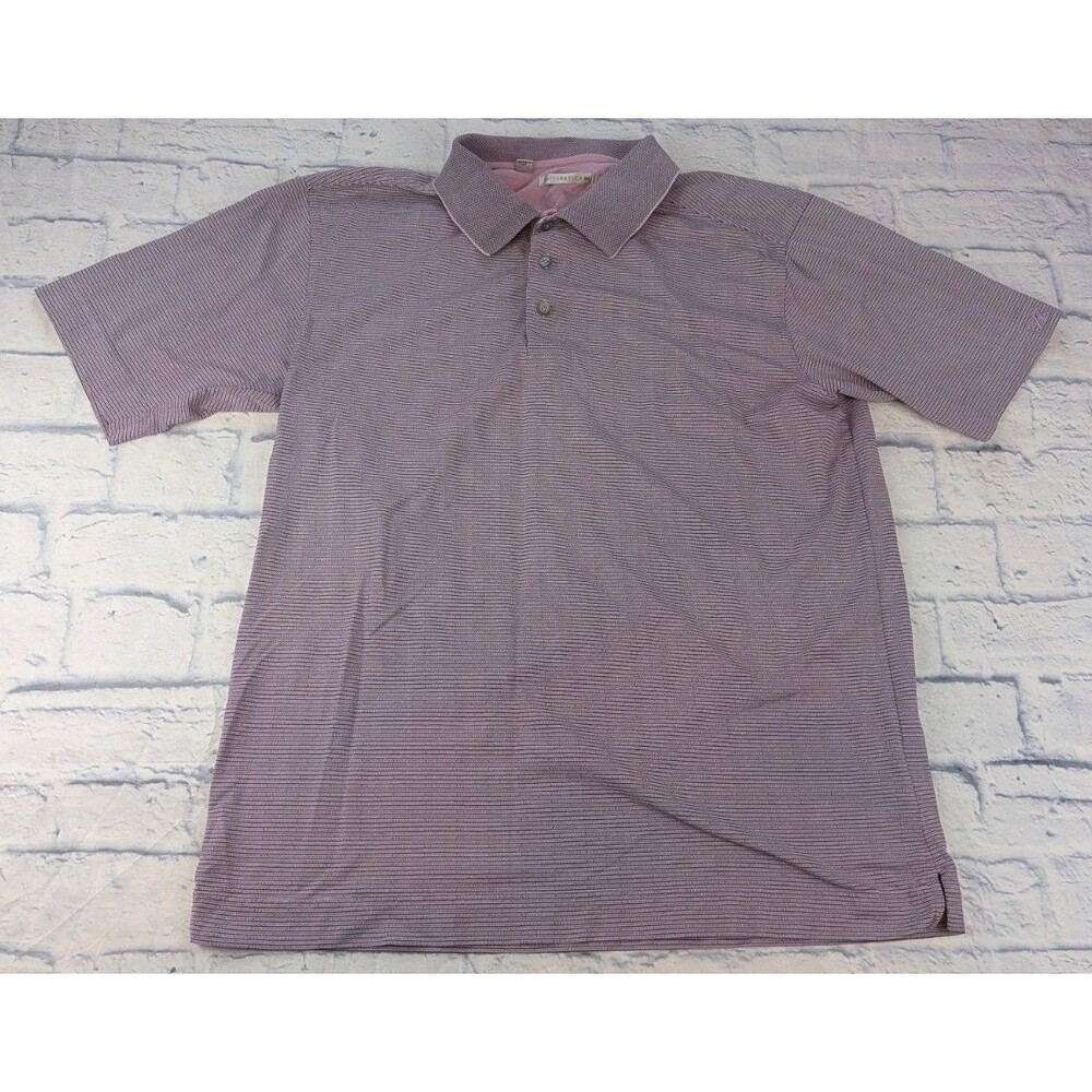 Cutter & Buck Men Drytec Polo Shirt Lavender Stripe Short Sleeve Golf Casual L